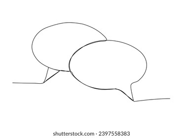 Burbujas de voz, ilustración vectorial de dibujo de una línea.