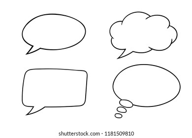 Speech bubbles. Outline icons set. Vector illustration isolated on white background