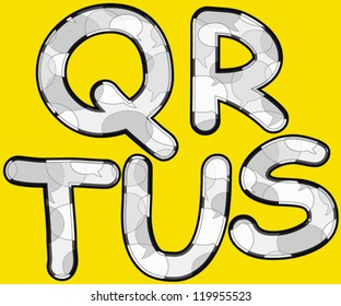 speech bubbles pattern letters Q, R, T, U, S
