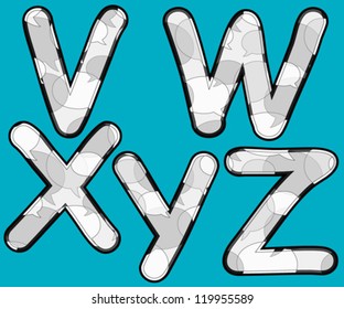 speech bubbles pattern letters V, W, X, Y, Z