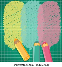 Speech bubbles with pencils. Vector illustration. Place for text.