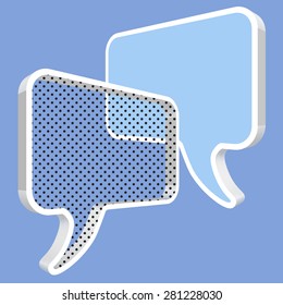 speech bubbles in perspective blue polka dots