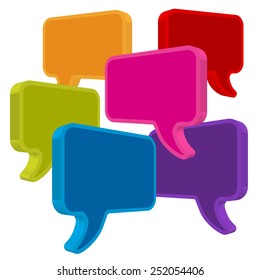 speech bubbles in perspective colorful on white background