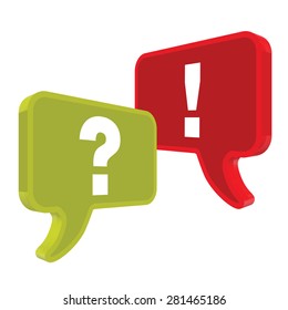 speech bubbles in perspective colorful question & exclamation mark 