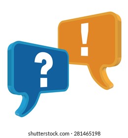 speech bubbles in perspective colorful question & exclamation mark 