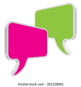 speech bubbles in perspective pink green