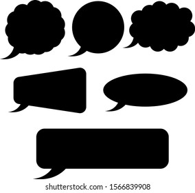 Speech bubbles. Plain black silhouette signs. Vector illustration isolated on white background