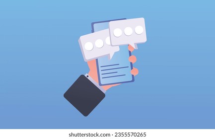 Speech bubbles with point comment comment icon warning message.on blue background.Vector Design Illustration.