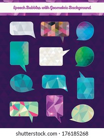 Speech Bubbles with Polygonal Triangle Geometric Background