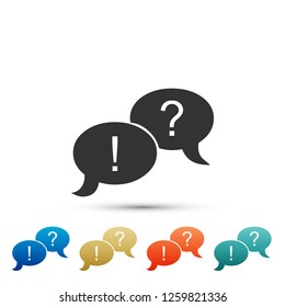 Speech bubbles with Question and Exclamation marks icon isolated on white background. Set elements in colored icons. Flat design. Vector Illustration