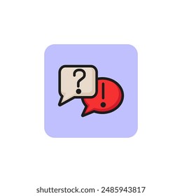 Speech bubbles with question and exclamatory marks line icon. Solution, help, FAQ. Startup concept. Vector illustration can be used for topics like business, communication, service