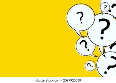 Speech bubbles with question marks on a yellow background. Abstract vector illustration. EPS 10
