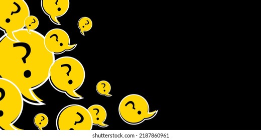 El discurso burbuja con signos de interrogación en el fondo negro. Ilustración del vector abstracto. EPS 10