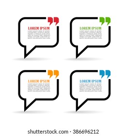 Speech bubbles with quote marks, vector illustration isolated on white background