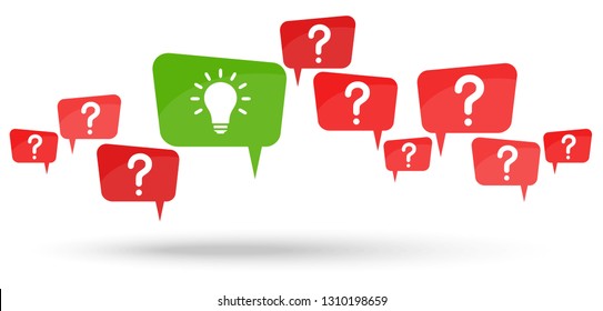 Speech Bubbles Red Question Marks Green Stock Vector (Royalty Free ...