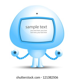 Speech bubbles robots television for text in bright colors. A vector illustration.