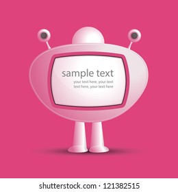 Speech bubbles robots television for text in bright colors. A vector illustration.