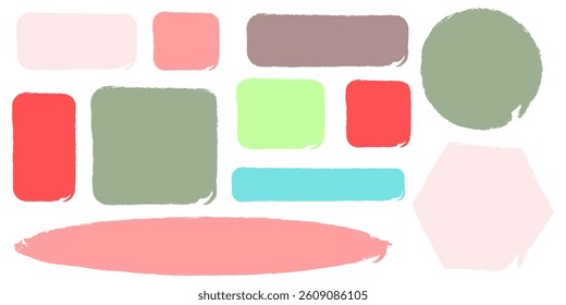 Speech bubbles with rough edges. Set of hand drawn colorful text boxes.