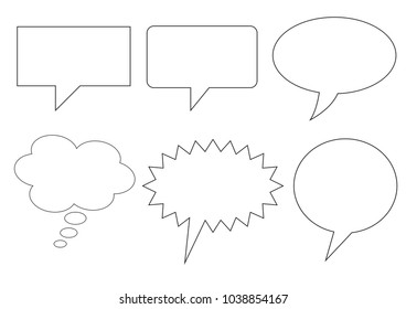 Speech bubbles and sales sticker collection isolated in clean vector line