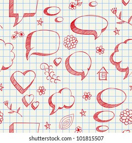 The speech bubbles seamless on yellow sheet of a notebook
