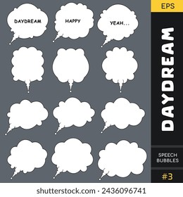 Speech bubbles set 03 daydream word balloons text talk chat collection dialogue pack comic vector