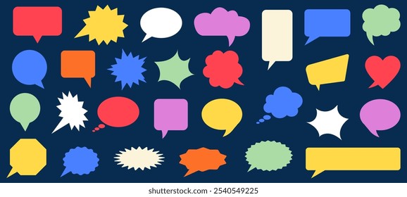Speech bubbles set abstract shapes of chat bubbles message talk hand drawn editable communication art