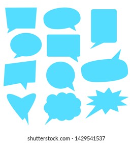 speech bubbles set; blank blue cartoon chat box isolated on white background. vector illustration