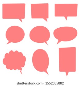 speech bubbles set. blank color cartoon chat boxes isolated on white background. vector illustration