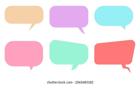 burbujas de voz establecidas. cuadro de diálogo de color en blanco con una forma diferente aislada en el fondo blanco para la charla de dibujos animados o la decoración divertida del arte de proyectos. ilustración vectorial
