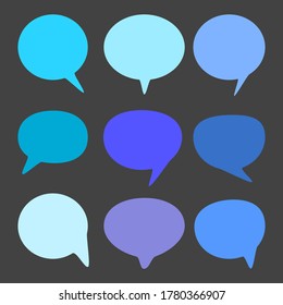 speech bubbles set. blank dialog box hand drawn isolated on dark grey background. vector illustration