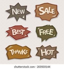 speech bubbles set / brown labels 