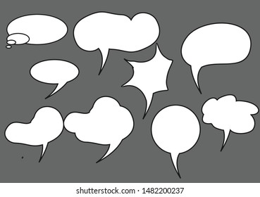 	
Speech bubbles set. Cartoon blank comic bubbles. Communication concept. Vector illustrations can be used for surprise messages, announcement, advertising