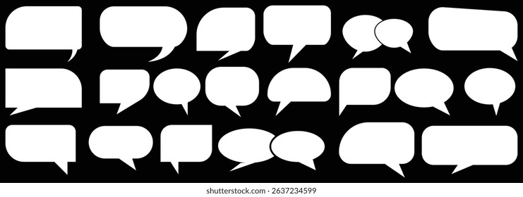 speech bubbles set collection, speech, comic, cartoon, talk. dialogue box silhouette vector set.