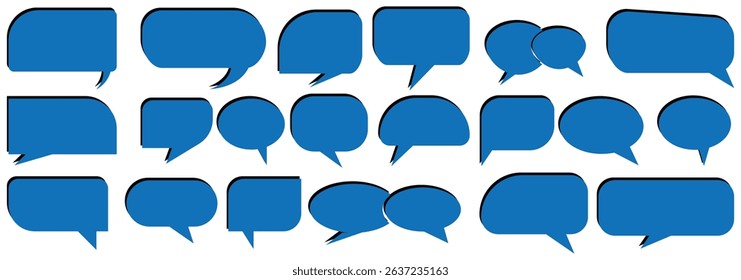 speech bubbles set collection, speech, comic, cartoon, talk. dialogue box silhouette vector set.