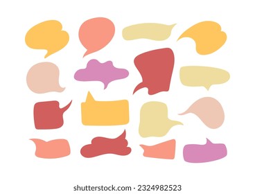 Speech bubbles set. Colorful dialog shapes, conversation elements with copy space, comment cloud, talk blot. Vector isolated illustration.