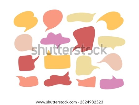 Speech bubbles set. Colorful dialog shapes, conversation elements with copy space, comment cloud, talk blot. Vector isolated illustration.