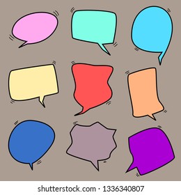 speech bubbles set, different colorful cartoon shape for add text, wording and conversation. vector illustration