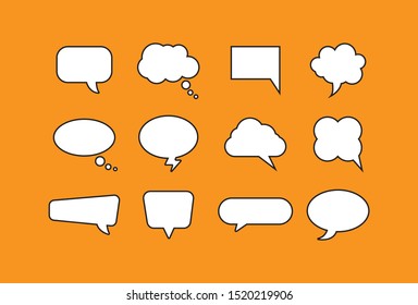 Speech bubbles set with different shape. The collection of simple bubbles chat. Vector set of dialogue windows