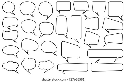 Speech bubbles set. Different shapes. Isolated background. Full editable vector file. EPS.