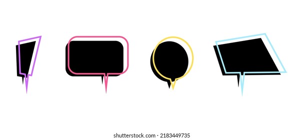 Speech bubbles set in flat style. Vector illustration isolated on white background.