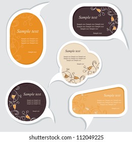 Speech bubbles set with floral elements