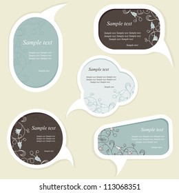 Speech bubbles set with floral elements