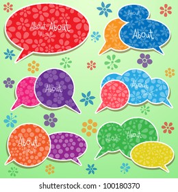 Speech bubbles set with flowers, vector