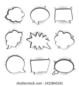 Speech bubbles set, Halftone shadows, vector illustration