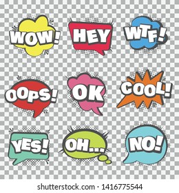 Speech bubbles set, Halftone shadows, vector illustration