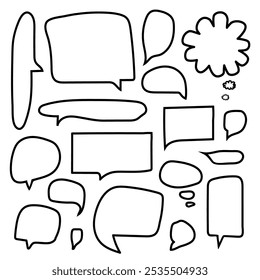 Speech bubbles set. Hand drawn icons. Conversation bubble shapes. Communication elements.