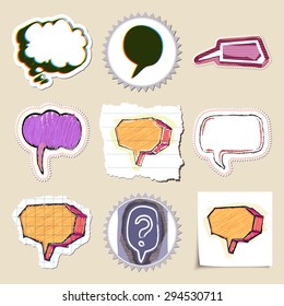 Speech bubbles set. Hand drawn and isolated. Stickers