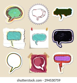 Speech bubbles set. Hand drawn and isolated. Stickers