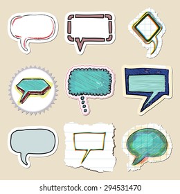 Speech bubbles set. Hand drawn and isolated. Stickers