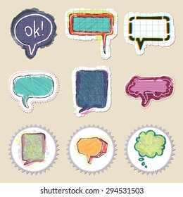 Speech bubbles set. Hand drawn and isolated. Stickers
